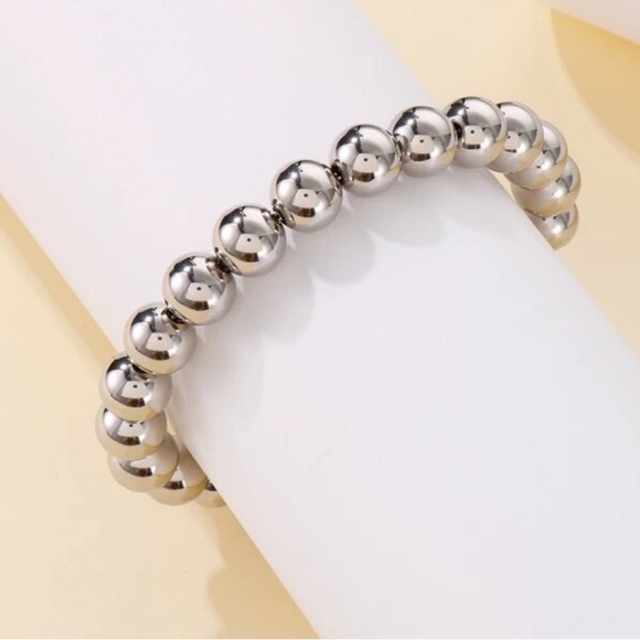 Silver Stainless Steel Rosary Bead Bracelet - Picture 4 of 5